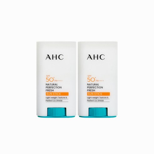 AHC 내추럴 퍼펙션 더블 쉴드 선스틱 (파랑색) 22g (SPF50+) 2개, 프레쉬 선스틱 17g 2개 ahc선스틱