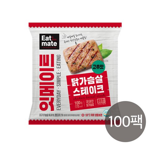 [랭킹닭컴] 잇메이트 닭가슴살 스테이크 고추, 100g, 30개