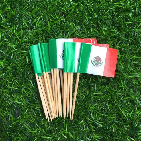 TeeFly 100 PCS National Flags Picks Art Toothpicks 파티 컵케익 장식 샌드위치 미니 음식, 멕시코 100.