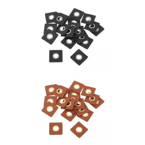 20pcs 배지 패치 레이블 작은 구멍 그로밋 바느질 아플리케 브라운 스퀘어+20pcs 배지 패치 레이블 작은 구멍, PU 거품, 설명한대로