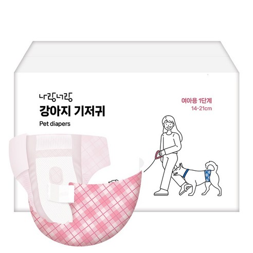 나랑너랑 여아용 강아지 기저귀, 미니, 1개, 100개입 
펫티켓 산책용품