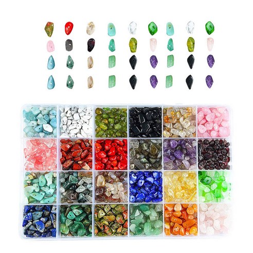 24 그리드 불규칙한 다채로운 자연 짓 눌린 돌 구슬 반지에 대 한 느슨한 구슬 귀걸이 보석 수제 만들기