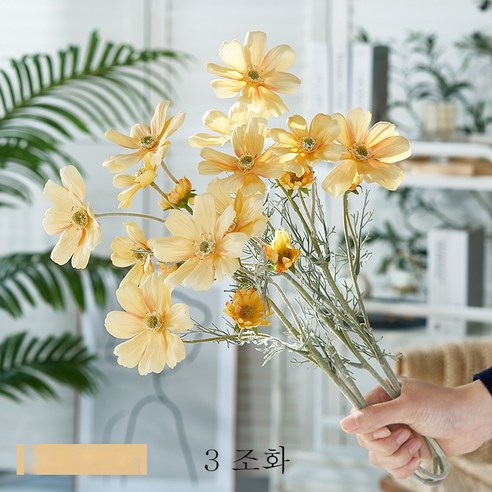 DFMEI 북유럽 빛 고급 샴페인 황금 유리 특수 모양의 꽃병 꽃꽂이 수성 모델 룸 거실 테이블 장식 장식품, 페르시아 국화 인공 꽃 (세) 샴페인, 중간