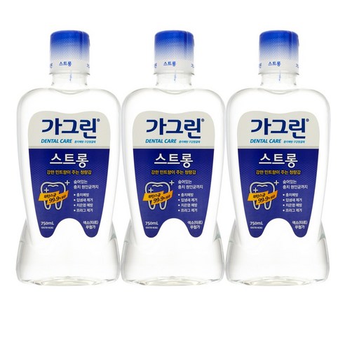 가그린 스트롱 구강청결제, 750ml, 3개