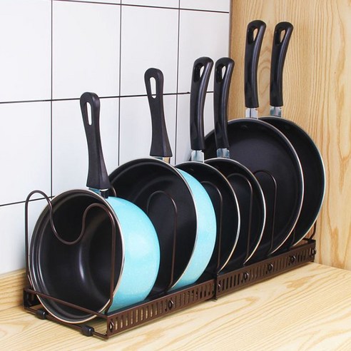 벨라쿠진 너비 조절 후라이팬 & 냄비 정리대, 6단, 초콜릿, 1개