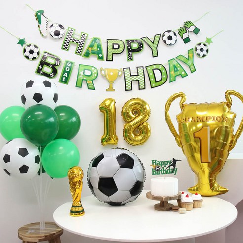 이벤트홀릭 축구 풍선 가랜드 생일 파티 용품 세트, 숫자풍선 18