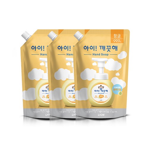 아이깨끗해 순 (캡부착) 대용량 핸드워시 600ml, 3개