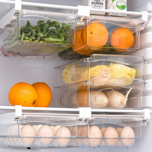 냉장고 공간 최적화를 위한 구디푸디 냉장고 정리 슬라이딩 수납함 계란 트레이