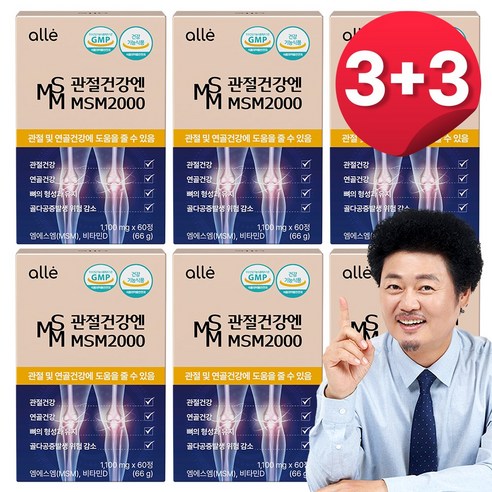 MSM 2000 엠에스엠 식이유황 관절 연골 뼈 골다공증 알레 1100mg, 6개, 66g