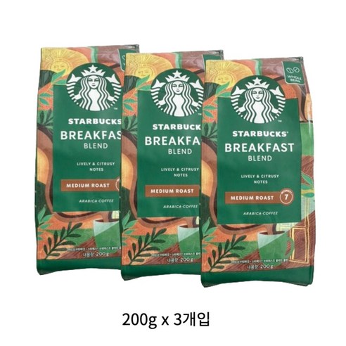 스타벅스 블렉퍼스트 블렌드, 홀빈(분쇄안함), 200g, 1개