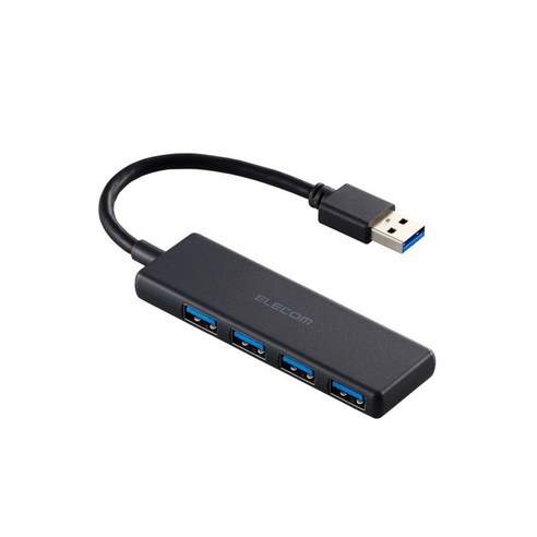 [대금 상환 불가]USBHUB USB5Gbps 버스 파워 4포트 블랙 에레콤 U3H-H040BK