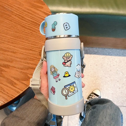 smy대용량 열 주전자 자동차 마운트 뜨거운 물병 야외 휴대용 여성 학생 기숙사 보온병 컵, 색깔2, 하나