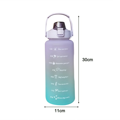 2L Portable Large-Capacity Water Bottle Time Marker Leak-Proof BPA Frosted Cup For Outdoor Sports Dr, 프랑스, 색깔2