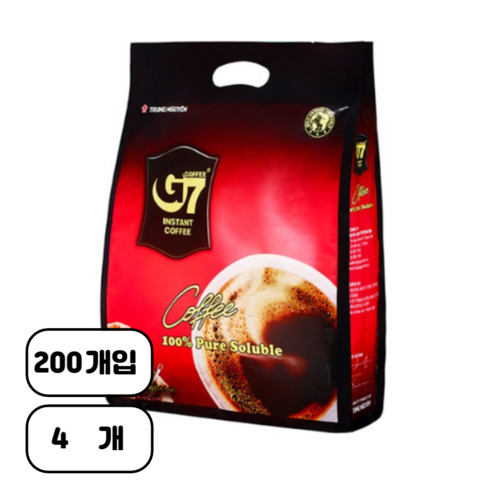 G7 퓨어 블랙 커피 수출용, 2g, 200개입, 4개