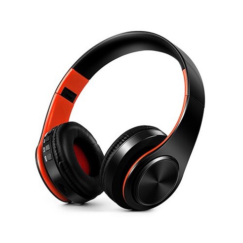 2021 업그레이드 무선 블루투스 헤드폰 스테레오 헤드셋 음악 스포츠 아이폰 용 마이크 포함 Sumsamg Huawei, orange black