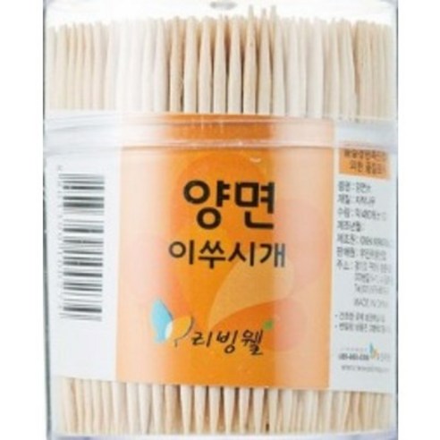 리빙웰 자작나무 양면 대 이쑤시개 원통, 480개입, 19개