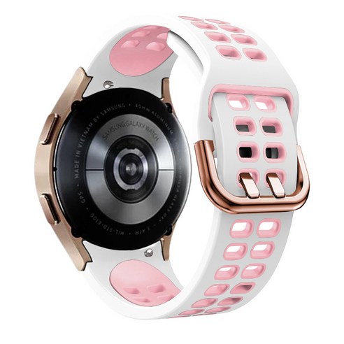 삼성 갤럭시 시계 4 클래식 46mm 42mm / 44mm 42mm 실리콘 스포츠 밴드, White Pink, galaxy watch 4 44mm