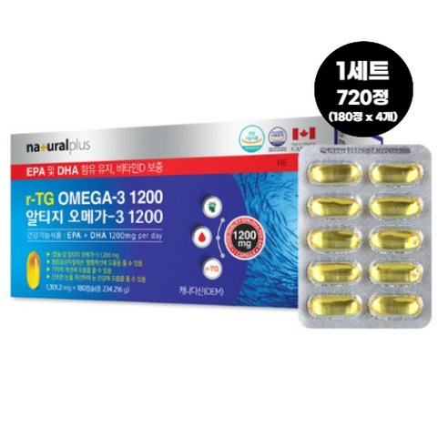 내츄럴플러스 알티지 오메가3 1200, 180정, 1개