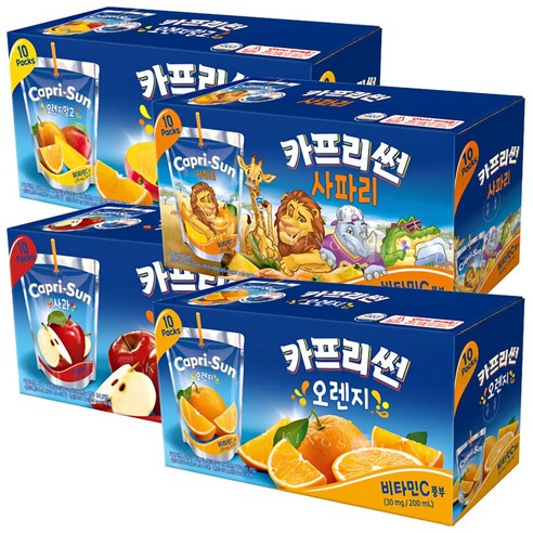 카프리썬 사과+오렌지+오렌지망고+사파리, 200ml, 40개 펀키스