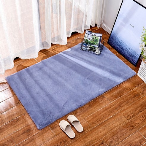 토끼 털 모조 카펫 바닥 깔개 가정용 카펫 짧은 털 방석 물세탁 가공, 회색/회색