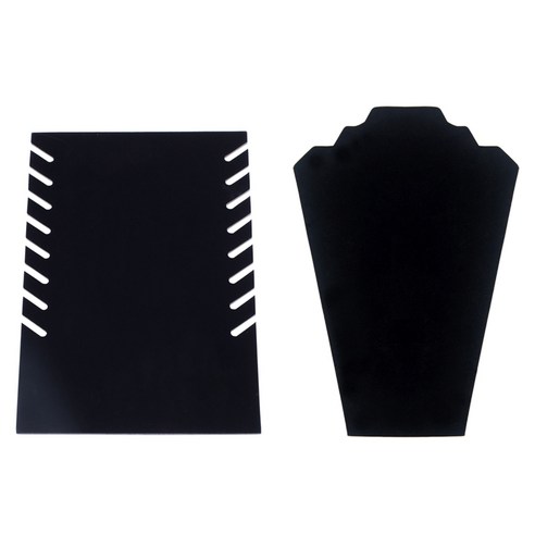 마네킹 목걸이 귀걸이 스탠드 블랙 & 블랙 벨벳 목걸이 펜던트 쥬얼리 디스플레이 28x19cm