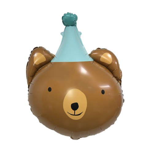 고깔모자 동물 호일풍선 사자 호랑이 원숭이 곰돌이 생일파티 이벤트, 2개, 고깔모자 곰돌이