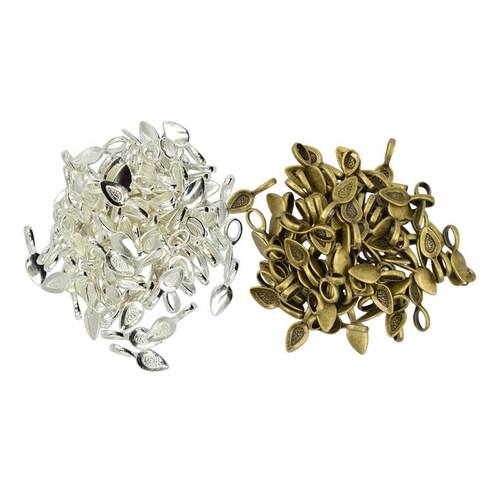 200개 잎 21mm 보석 펜던트 카보 DIY 쥬얼리 공예, 다색, 21x6x8mm, 아연 합금