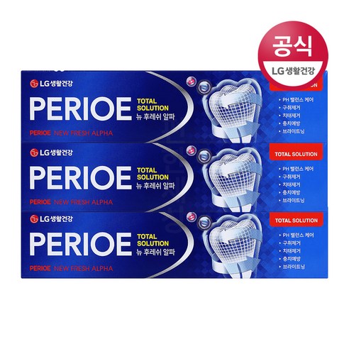 페리오 뉴 후레쉬 알파 치약, 170g, 3개