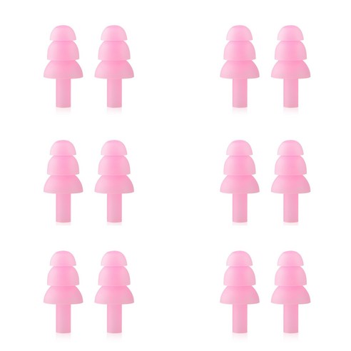 루크레테 울트라 실리콘 수영 귀마개 소음방지 이어플러그, 12개, 핑크