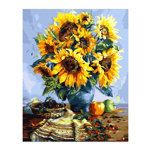 에이원스토어 해바라기 그림 그리기 DIY 명화 그리기 셀프 인테리어 액자, 해바라기화병, 1개