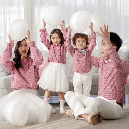 클래식한 깅엄체크로 완성하는 행복한 가족 스타일, 바론체크 셔츠 패밀리룩