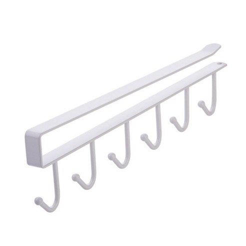 살림일기 틈새선반 홈데코Iron 6 Hooks Storage Shelf Wardrobe Cabinet Self Adhesive Under Shelves Mug, 1
