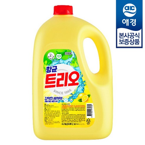 [애경] 트리오 대용량 항균 주방세제 4.2kg x1개, 1개