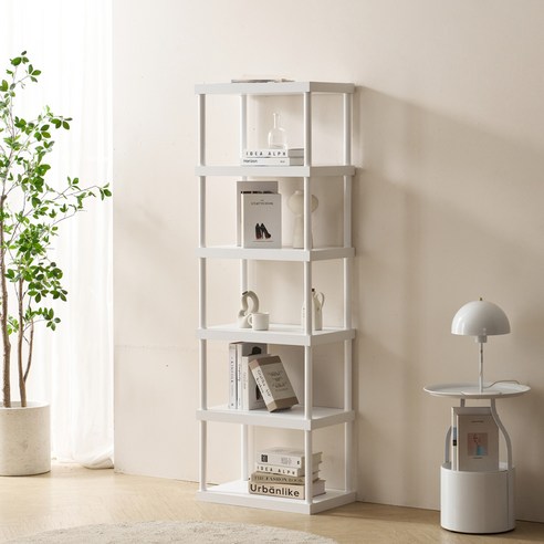 데코홈 책장 소형 스틸 5단 책꽂이 수납장, 그레이