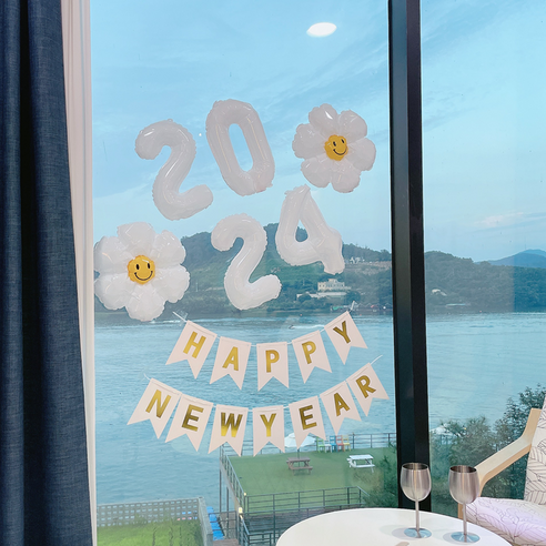 베르트폴 2024 풍선 해피뉴이어 파티용품 세트