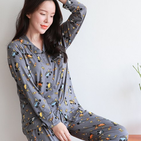 스누피 여성용 카라 피치기모 잠옷 상하세트 긴팔 파자마