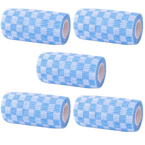 치프몰 반려동물 자가접착 신발 붕대 5개입, 10cm 체크 블루