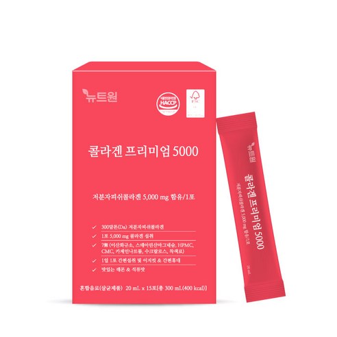 뉴트원 콜라겐 프리미엄 5000 저분자피쉬콜라겐 어린콜라겐 300달톤 5000mg 15포X2bx, 300ml, 1개