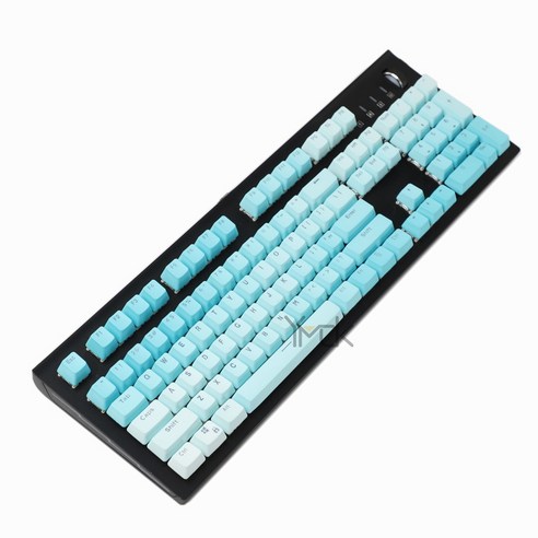 YJQ YMDK 더블샷 104 염색 PBT OEM 프로필 일몰 백라이트 키캡 세트 체리 MX 스위치에 적합 기계식 키보드, Blue Gradient
