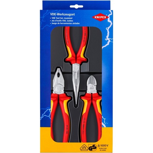 크니펙스 Knipex 00 20 12 3종 펜치 니퍼 롱로우즈 절연 세트 독일 공구