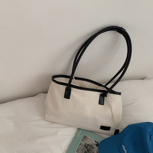 여성 한국어 캔버스 가방 새로운 패션 토트 가방 틈새 겨드랑이 가방 대용량 어깨 핸드백