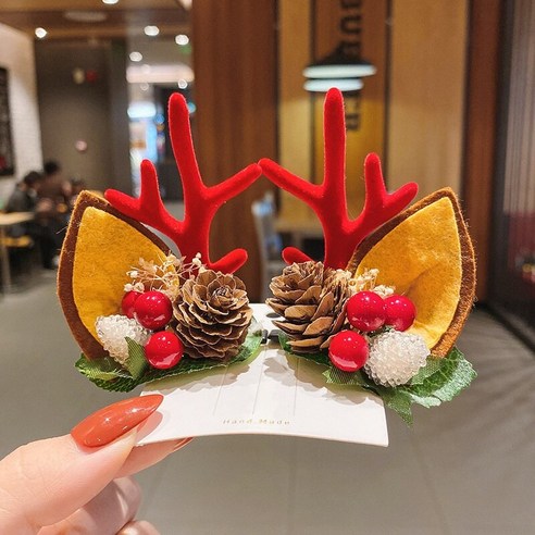 LCY 크리스마스 머리핀 크리스마스 머리 장식 뿔 머리핀 여성 인터넷 연예인 새로운 재미 클립 머리핀 크리스마스 머리핀