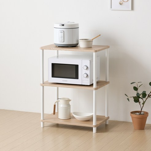 [한정행사] 국내생산 조립식 시그니처 전자렌지대 다용도수납장 밥솥다이 렌지대수납장 맘마존 강아지수납장, 화이트우드