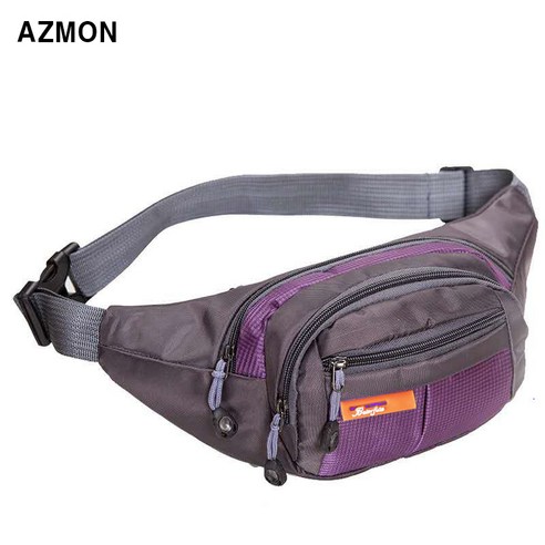 AZMON 멀티 포켓 미니 힙색가방 다용도 방수 크로스백 35cm x 14cm x 15cm 남여공용 2.5L, 퍼플, 1개