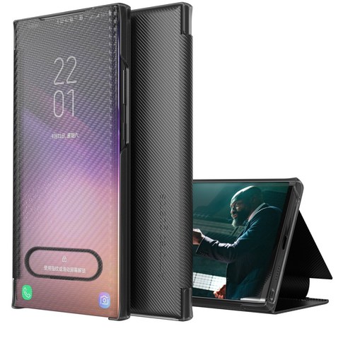 Iphone 12 Pro Max 사례 Iphone 12 Pro Max 용 미러 스마트 스탠드 충격 방지 전체 보호 커버