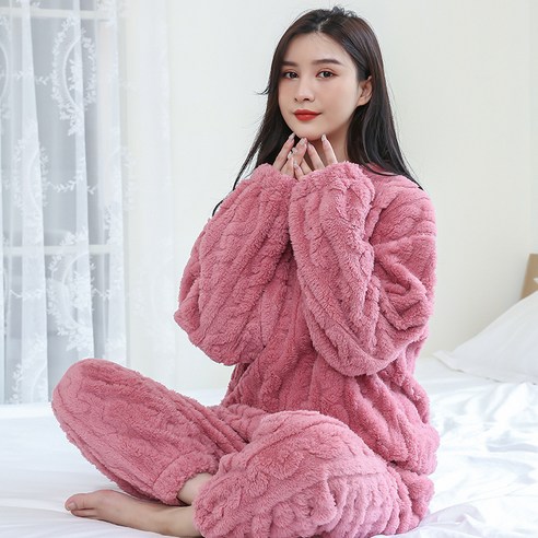 미투리아 여성 겨울 기모 긴팔 잠옷세트