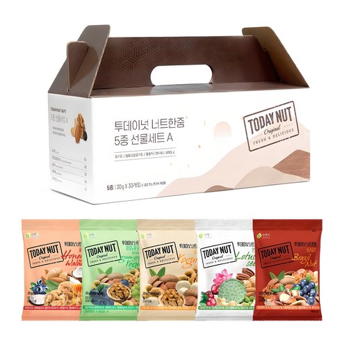 투데이넛 너트한줌 5종 견과세트 A 600g, 1세트