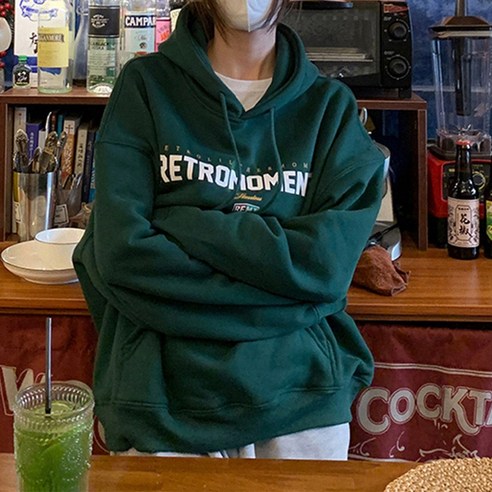 여성 여자 겨울 빅사이즈 오버핏 기모 안감 캐주얼 영문 레터링 긴팔 후드 티셔츠 모멘트레터링기모후드티