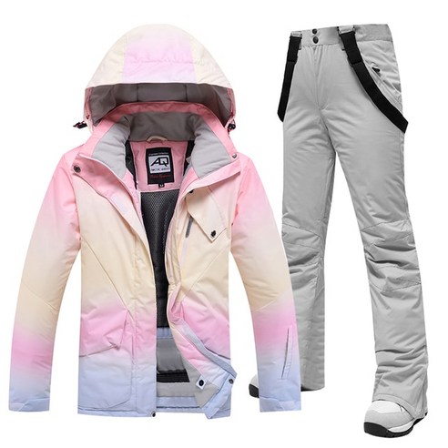 스키복 스노우보드 재킷-30 도 여성용 겨울 방풍 방수 스노우웨어 보온 재킷 및 스트랩 팬츠, 03 1set(jacket pants)03_04 XL