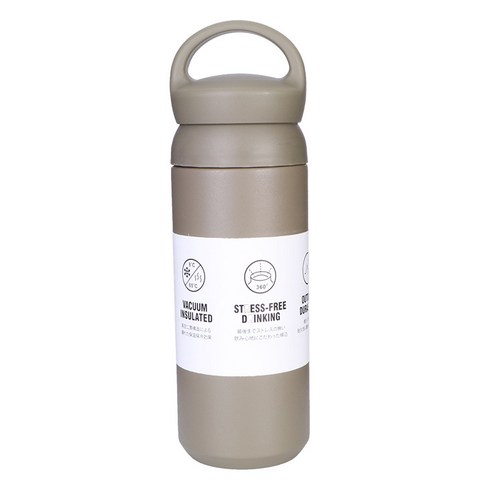 KORELAN500ml 휴대용 보온컵 남녀 304 스테인리스강 핸드컵 원숙풍 커피잔, 초록색, 500ml
